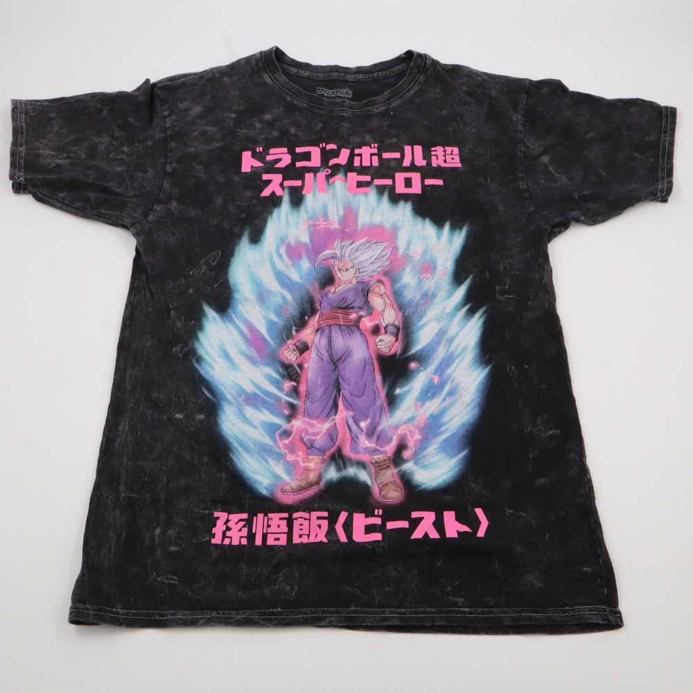 Dragon Ball Super Graphic T-Shirt Mens L Black Acid Wash Gohan Beast Anime RARE